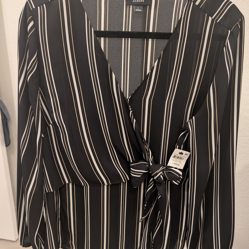 Alfani Black Striped Women's Top